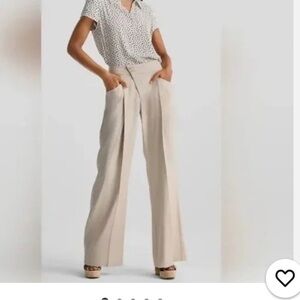 Cabi 6626L Traipse linen blend wide leg Biscotti